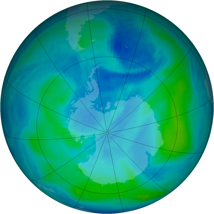 Antarctic ozone map for 28 February 2000